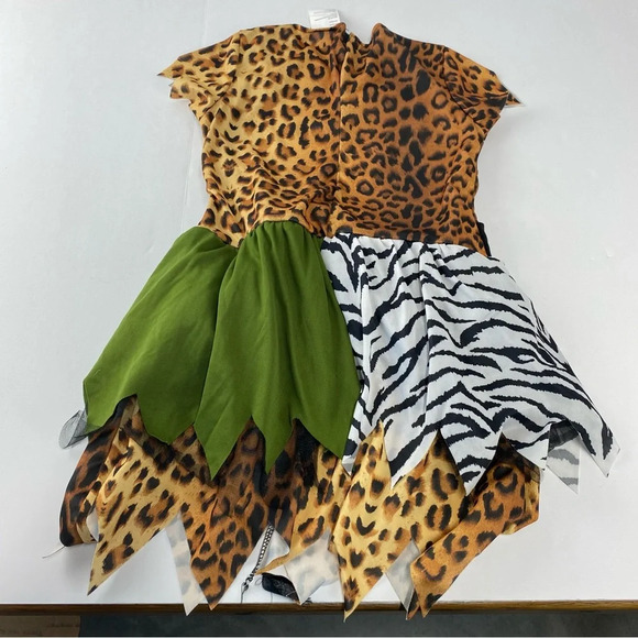 Cavewoman Girls Large 10/12 Costume DRESS ONLY Green Cheetah - Picture 6 of 6